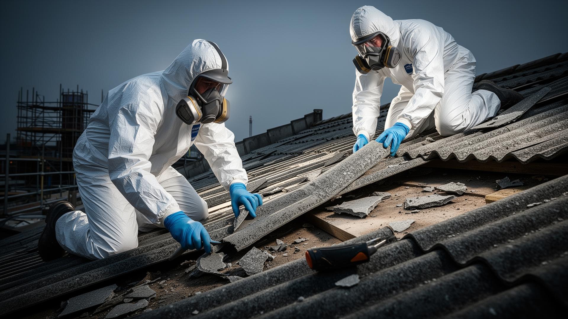 Licensed asbestos removal specialists working safely on a residential property in Surrey